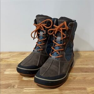 Keen Women's Brown and Navy Rain Boots